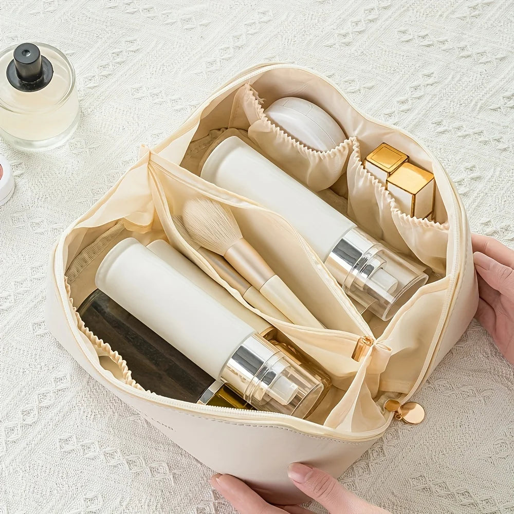 PU Fashion and Convenient Makeup Bag, Travel Storage Bag, Large Capacity Toilet Bag, Hand Boosting Beauty Pillow Makeup Bag