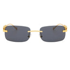 Gold Black Rectangular Sunglasses With Metal Hinge Rimless Metal sunglasses Summer fashion Travel Street Photo Sunglasses