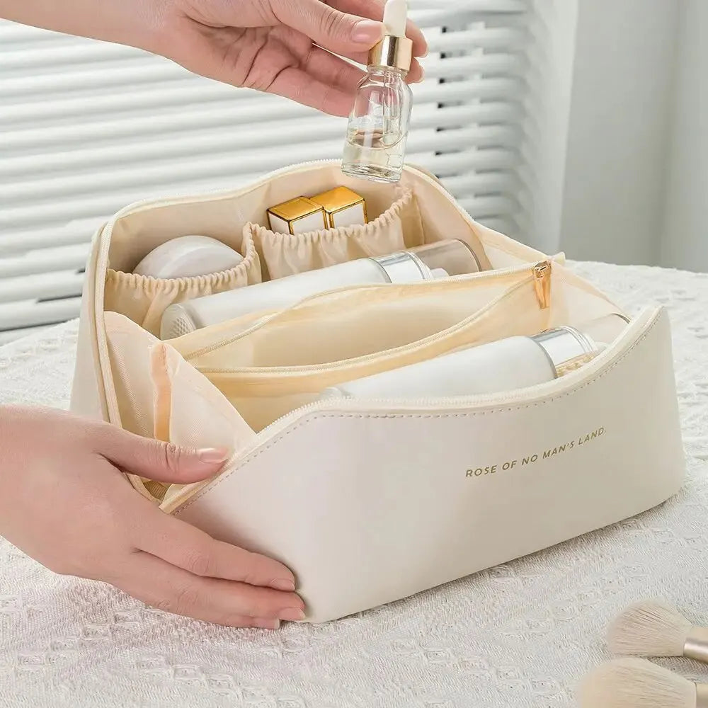 PU Fashion and Convenient Makeup Bag, Travel Storage Bag, Large Capacity Toilet Bag, Hand Boosting Beauty Pillow Makeup Bag