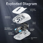 Attack shark X6 Bluetooth Mouse,PAW3395,2.4 Tri-Mode Connection, RGB Touch Magnetic Charging Base, Macro Gaming Mouse