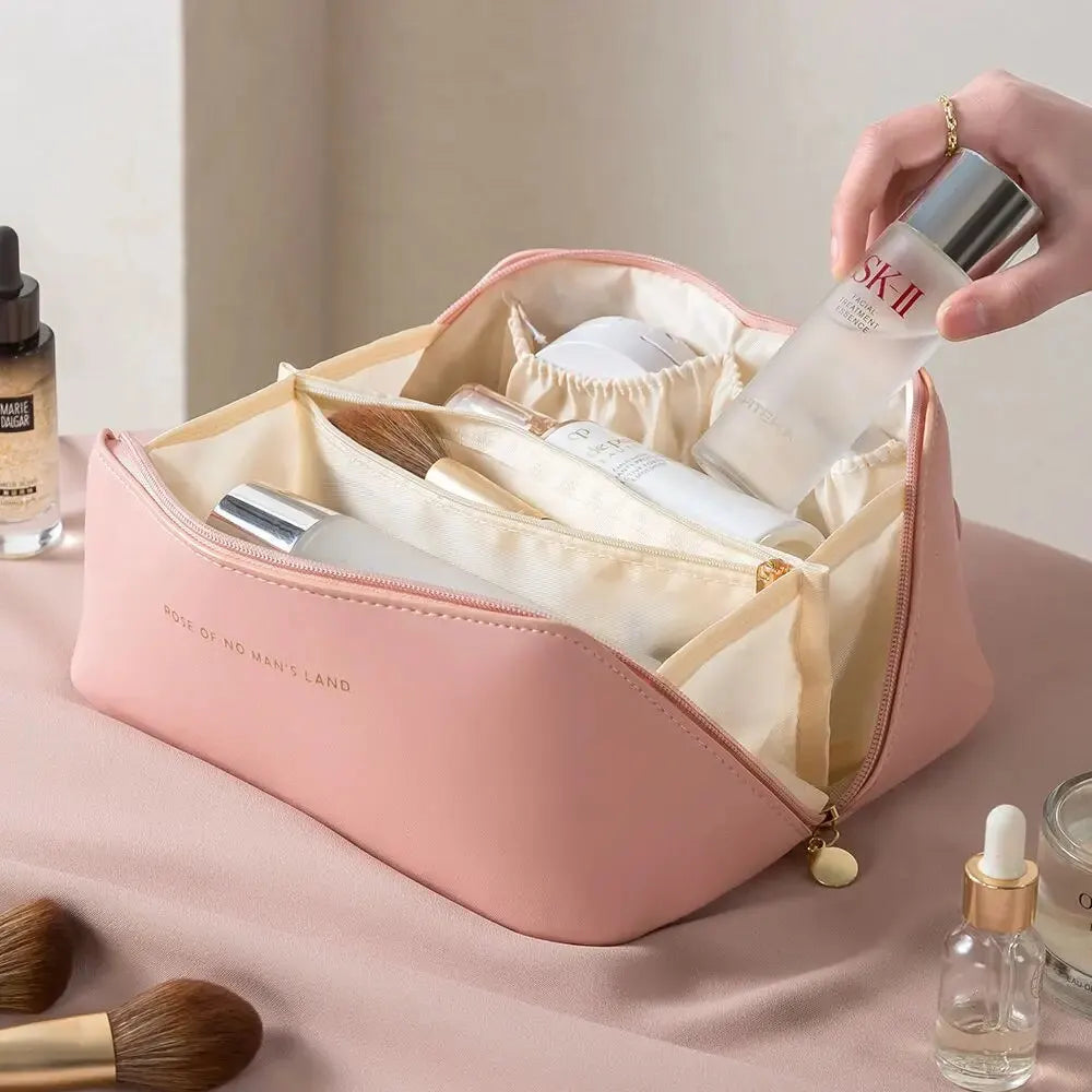 PU Fashion and Convenient Makeup Bag, Travel Storage Bag, Large Capacity Toilet Bag, Hand Boosting Beauty Pillow Makeup Bag